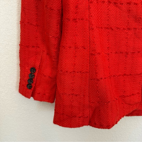 Ann Taylor Petite Tweed Double Breasted Blazer Vermillion Kiss Size 8P - Picture 10 of 12